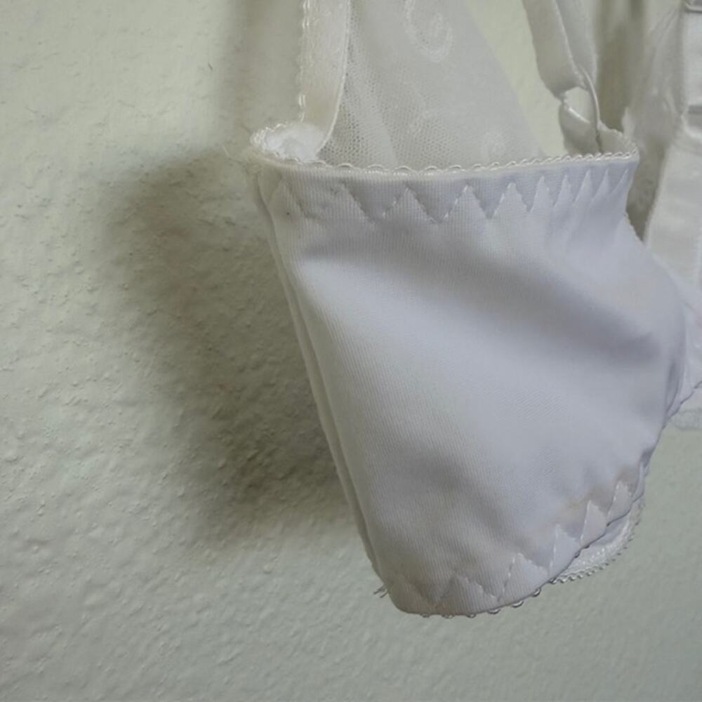 WiesMANN Bra 40F White Floral Underwired‎ Jewel Detail Unlined Lacy Romantic - Picture 10 of 13